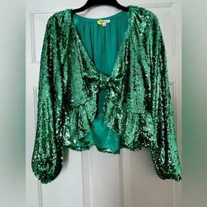 For Love And Lemons green sequined top worn once